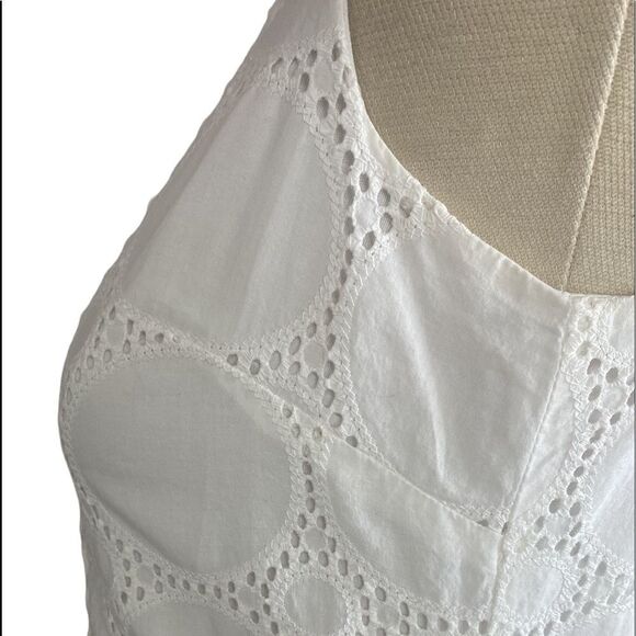 Eliza J Sleeveless Cotton Knee Length Preppy Shift Dress‎ White Size 2 - Picture 5 of 11
